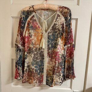 SUNDANCE SUMMER HUES FLORAL BLOUSE SIZE S